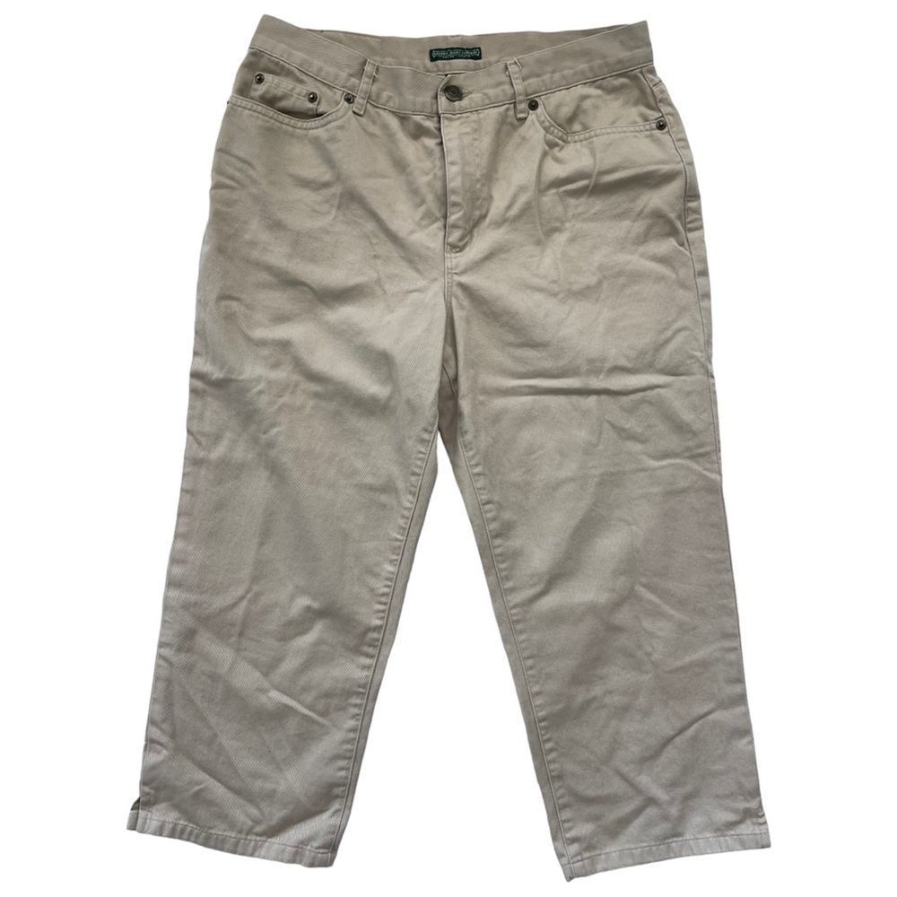 Ralph Lauren Jeans Company Beige Tan Cotton Capri Pants 6 *